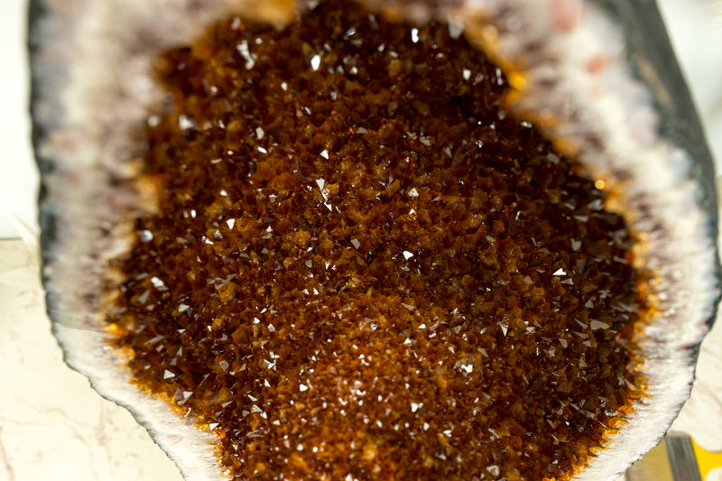 Citrin-Kathedralgeode, AAA-Qualität, tieforangefarbener Cognac-Citrin