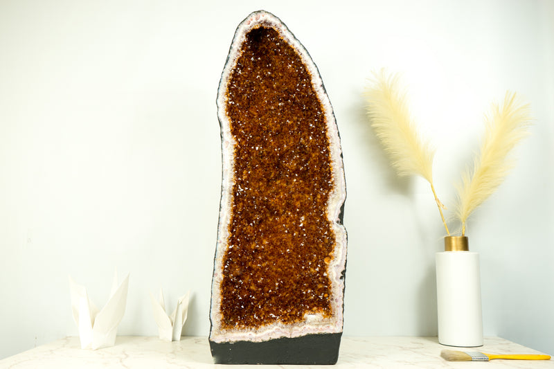 Citrin-Kathedralgeode, AAA-Qualität, tieforangefarbener Cognac-Citrin