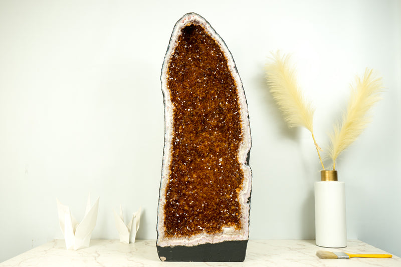 Citrin-Kathedralgeode, AAA-Qualität, tieforangefarbener Cognac-Citrin