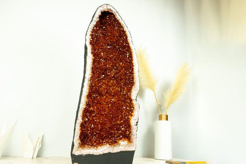 Citrin-Kathedralgeode, AAA-Qualität, tieforangefarbener Cognac-Citrin