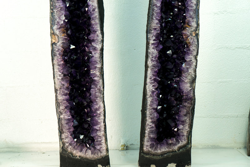 Pair of Deep Purple X-Tall Amethyst Cathedrals