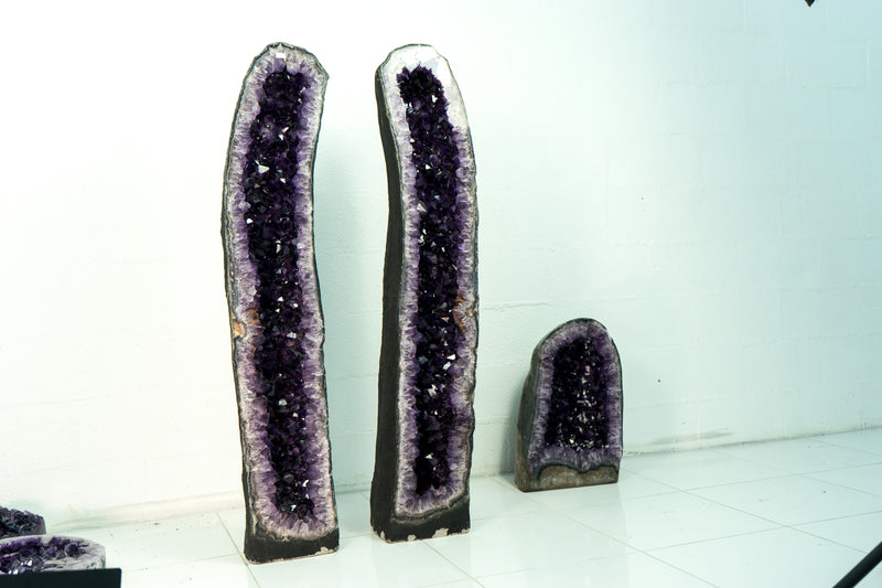 Pair of Deep Purple X-Tall Amethyst Cathedrals