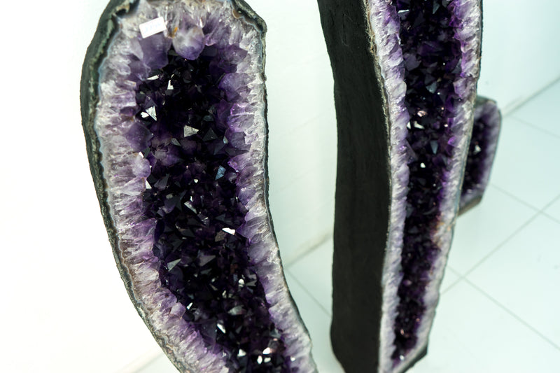 Pair of Deep Purple X-Tall Amethyst Cathedrals