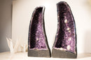 Pair of All - Natural Amethyst Geodes with Rare Calcite Inclusions and Rich Purple Amethyst, Book Matching, 17 In - 32 Lb - E2D Crystals & Minerals