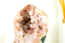 Rare Pink Amethyst Geode with Botroydal Spheres Covered in Rose Sugar Druzy