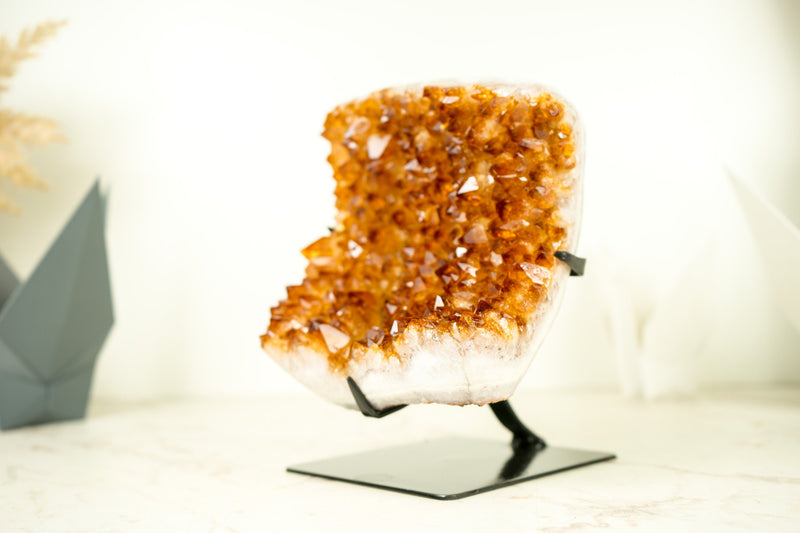 AAA-Grade Citrine Cluster with Cognac Citrine Druzy, On Made to Order Stand