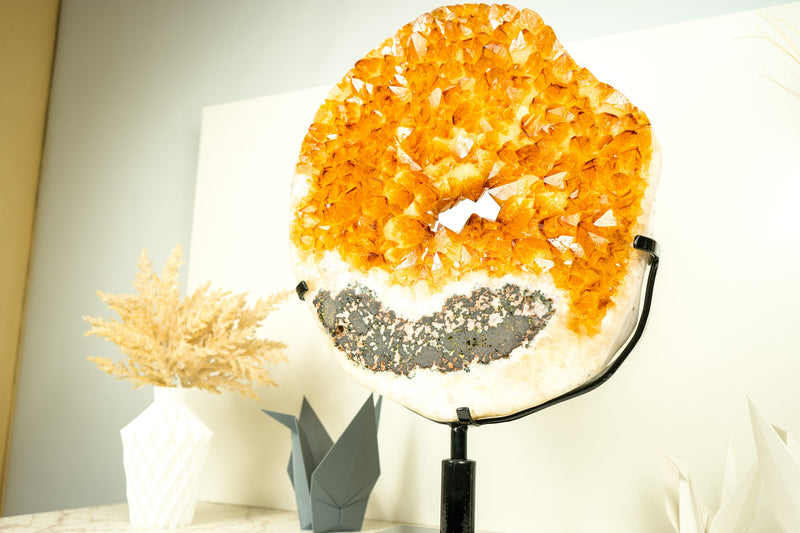 Rare Citrine Geode Portal with AAA-Grade Vibrant Golden Orange Citrine Crown - E2D Crystals & Minerals