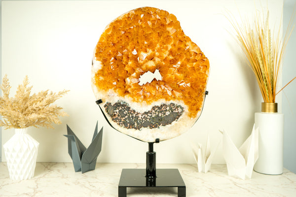 Rare Citrine Geode Portal with AAA-Grade Vibrant Golden Orange Citrine Crown - E2D Crystals & Minerals