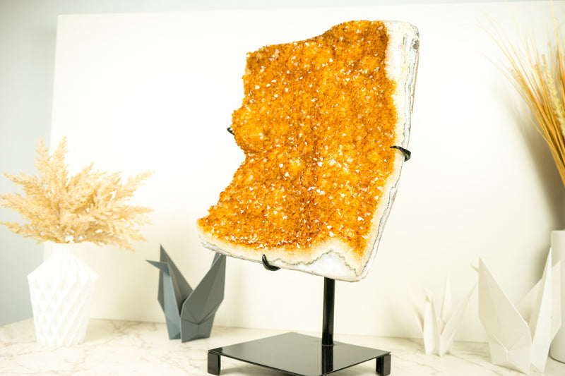 Large Citrine Cluster with Dazzling Golden Orange Citrine Druzy