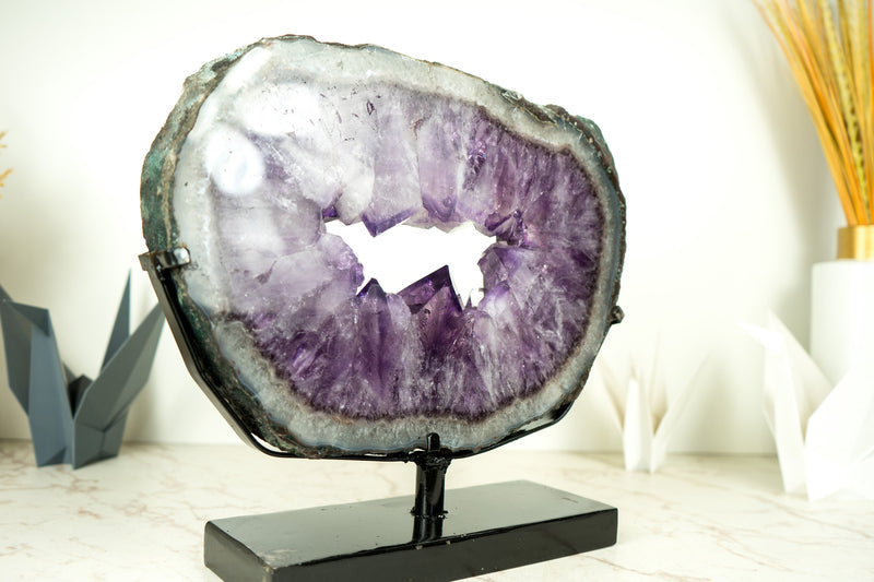 High-Grade Amethyst Portal with Large Purple Amethyst and Agate Lace, Dual-Side