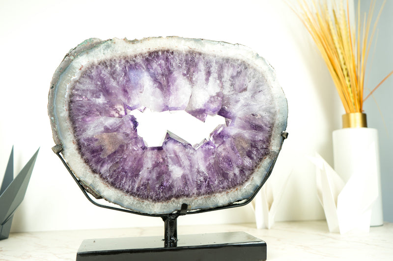 High-Grade Amethyst Portal with Large Purple Amethyst and Agate Lace, Dual-Side
