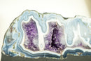 Rare Natural Blue Lace Agate Geode with Purple Amethyst