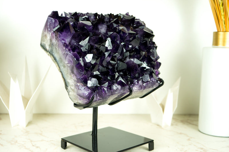 Highest-Grade AAA Amethyst Cluster with Large Grape Jelly Purple Amethyst Druzy