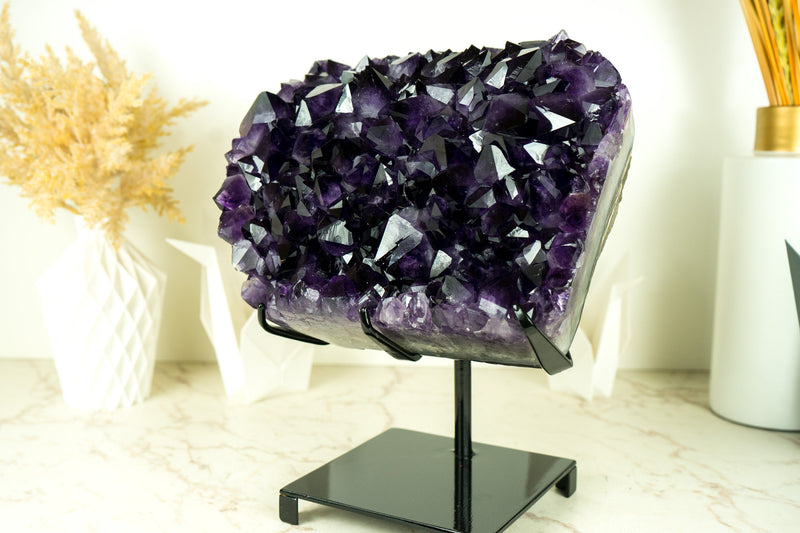 Highest-Grade AAA Amethyst Cluster with Large Grape Jelly Purple Amethyst Druzy