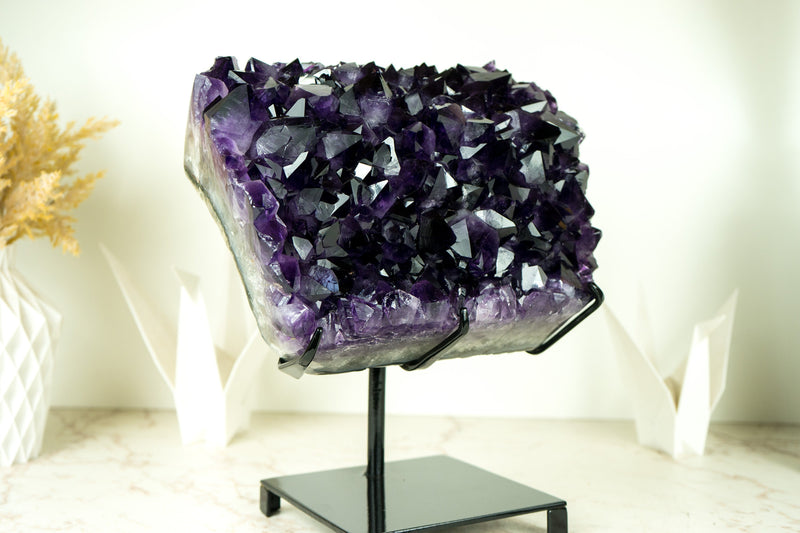 Highest-Grade AAA Amethyst Cluster with Large Grape Jelly Purple Amethyst Druzy