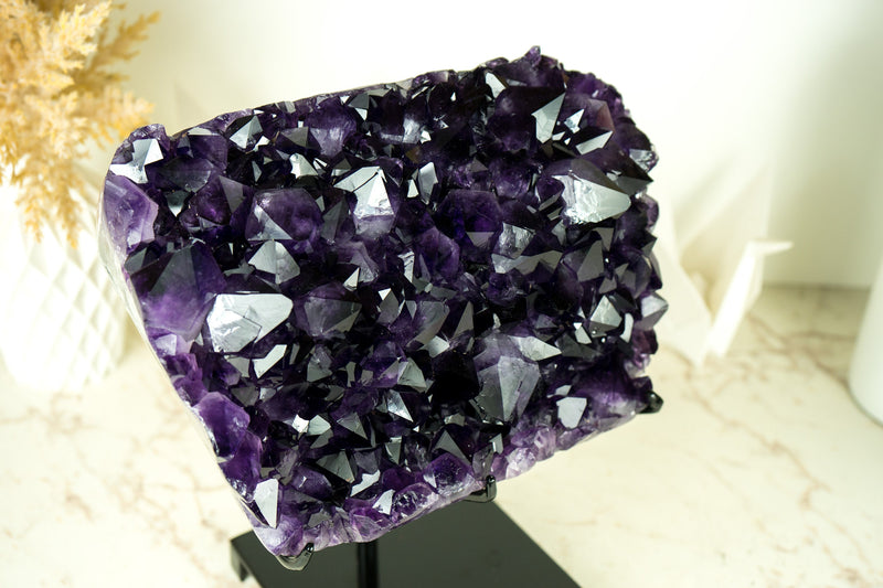 Highest-Grade AAA Amethyst Cluster with Large Grape Jelly Purple Amethyst Druzy