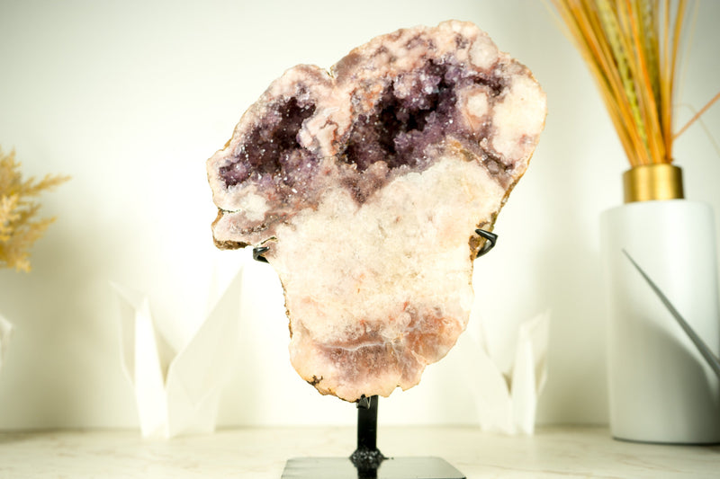 Pink Amethyst Geode with Sparkly Lavender Rose Amethyst Druzy - E2D Crystals & Minerals