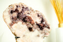 Rare All-Natural Pink Amethyst Geode with Sparkly Red Amethyst Druzy