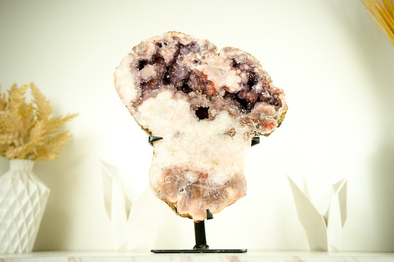 Rare All-Natural Pink Amethyst Geode with Sparkly Red Amethyst Druzy