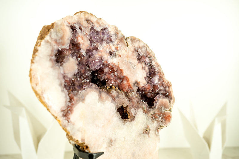 Rare All-Natural Pink Amethyst Geode with Sparkly Red Amethyst Druzy