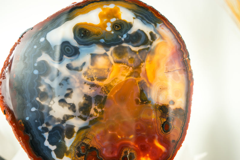 Rare Abstract Agate Slice, a Colorful, All-Natural Yellow, Red and Black Agate