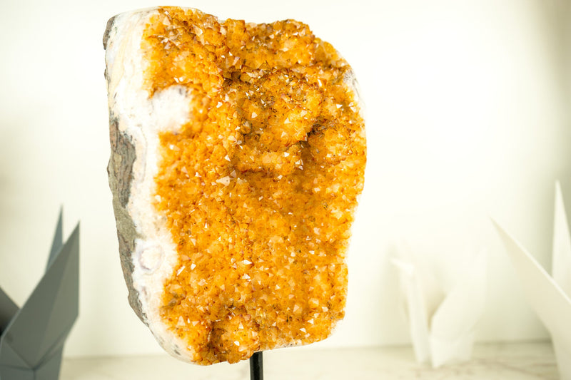 Golden Yellow Galaxy Citrine Cluster with Flower Rosettes (Stalactite) - E2D Crystals & Minerals