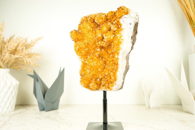 Golden Yellow Galaxy Citrine Cluster with Flower Rosettes (Stalactite) - E2D Crystals & Minerals
