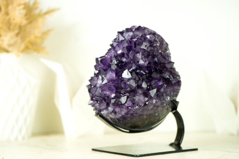 AAA-Grade Amethyst Flower with Grape Jelly Purple and Polished Back