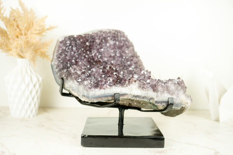 Amethyst Stalactite Cluster Specimen Included with Cacoxenite Goethite