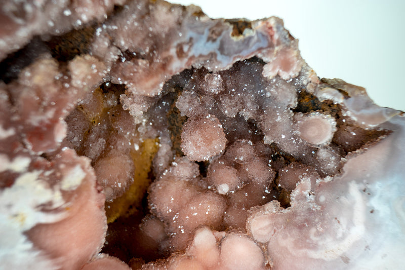 Rare AAA-Grade Pink Amethyst Geode with Pink, Red, and Purple Sugar-Druzy Stalactites