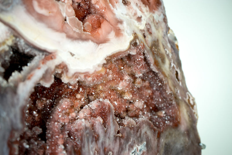 AAA-Grade Pink Amethyst Geode with Pink and Red Sugar-Druzy Stalactites - E2D Crystals & Minerals