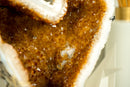 Pair of Naturally Shaped Citrine Heart Geodes with Deep Orange Citrine and White Agate Matrix