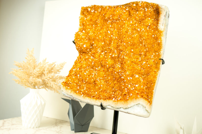 Large Citrine Cluster with Dazzling Golden Orange Citrine Druzy