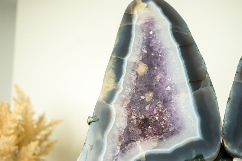 Lace Agate Angel Wings Geode with Blue and White Banded Agate