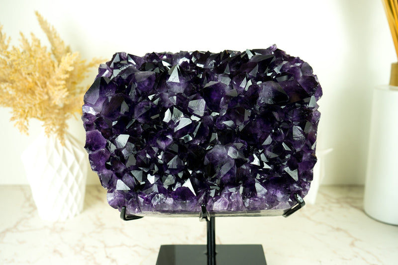 Highest-Grade AAA Amethyst Cluster with Large Grape Jelly Purple Amethyst Druzy