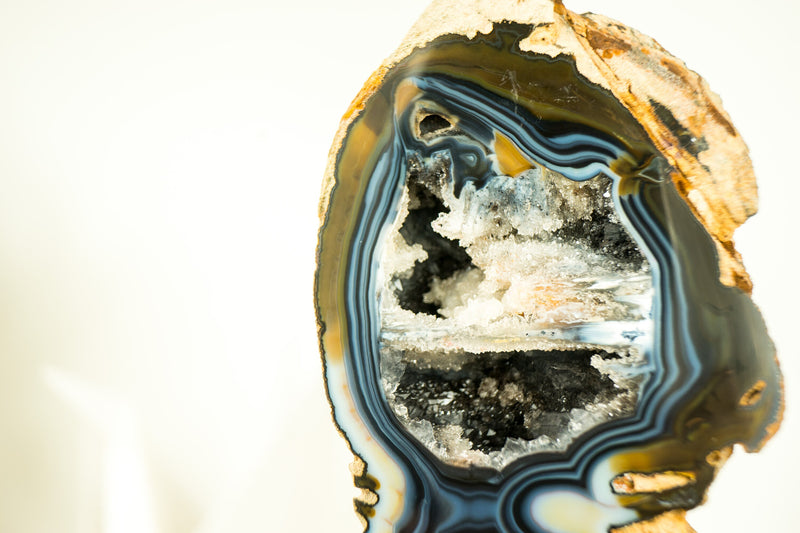 Blue Lace Agate Geode with Galaxy Druzy and Rare Formation, From Soledade, Brazil