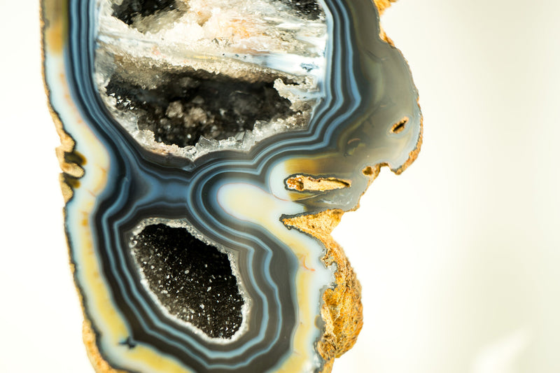 Blue Lace Agate Geode with Galaxy Druzy and Rare Formation, From Soledade, Brazil