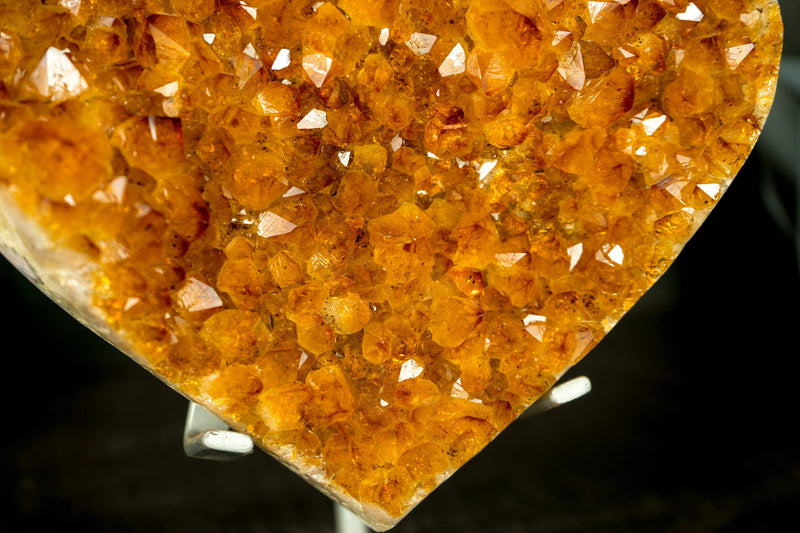 Großes AAA-Citrin-Herz mit hochwertigem goldorangefarbenem Citrin-Druzy