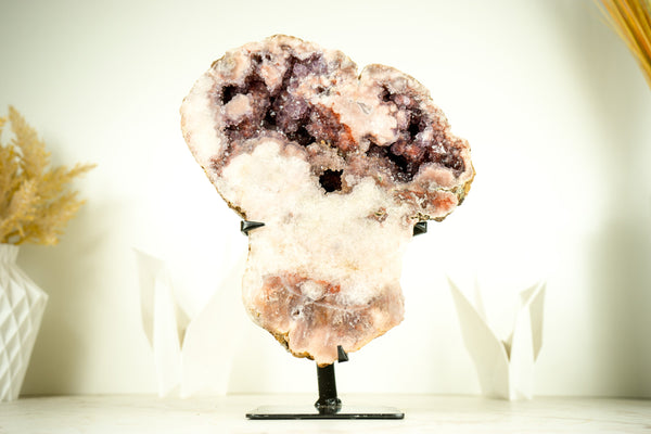 Rare All-Natural Pink Amethyst Geode with Sparkly Red Amethyst Druzy