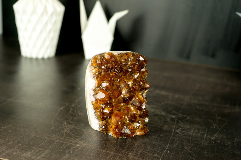 Small Natural Hgh-Grade Citrine Cluster with Sparkly Madeira Citrine Druzy - E2D Crystals & Minerals