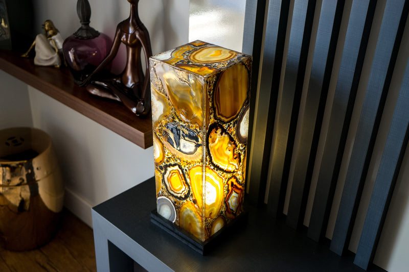 Natural Agate Floor or Table Lamp, Handmade in Brazil - Large (24x6x6")