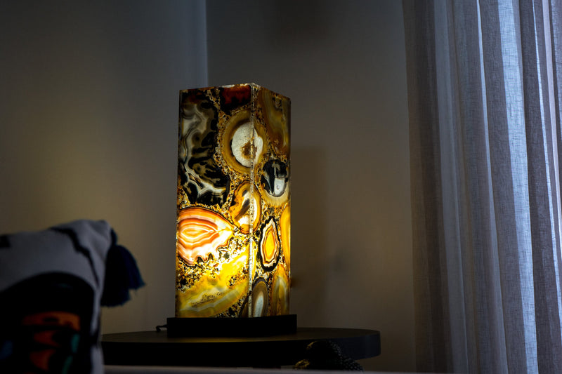 Natural Agate Floor or Table Lamp, Handmade in Brazil - Large (24x6x6")