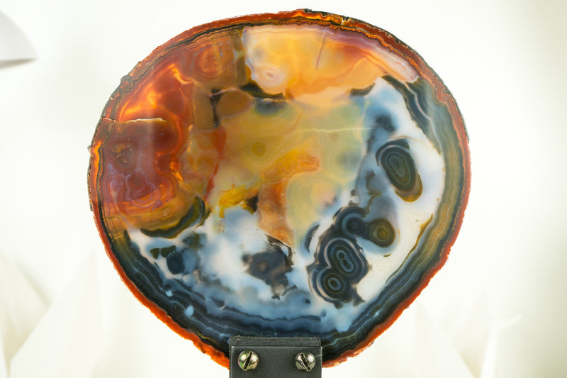 Rare Abstract Agate Slice, a Colorful, All-Natural Yellow, Red and Black Agate