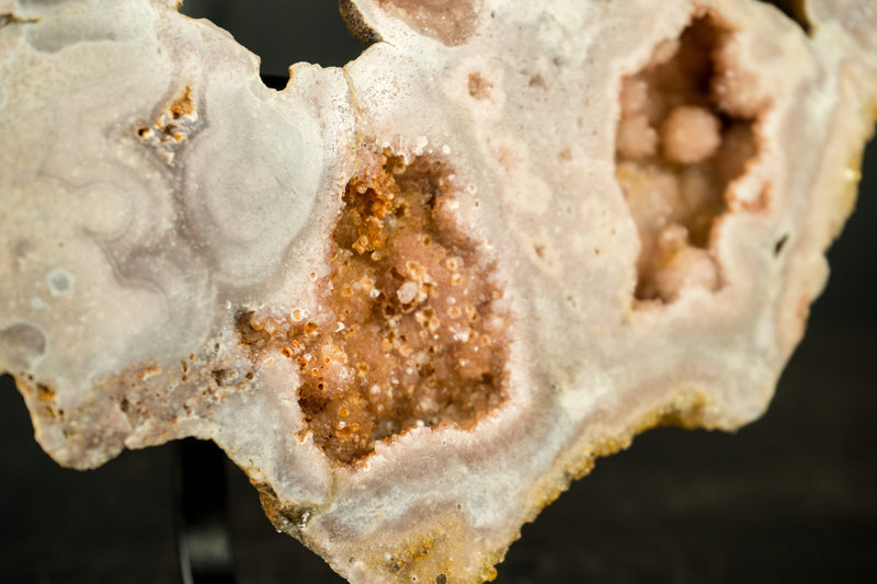 Pink Amethyst Geode Slab with Sculptural Pink Amethyst, Pink Amethyst Flowers and Sparkly Druzy on Stand - 2.7 Kg - 6.0 lb