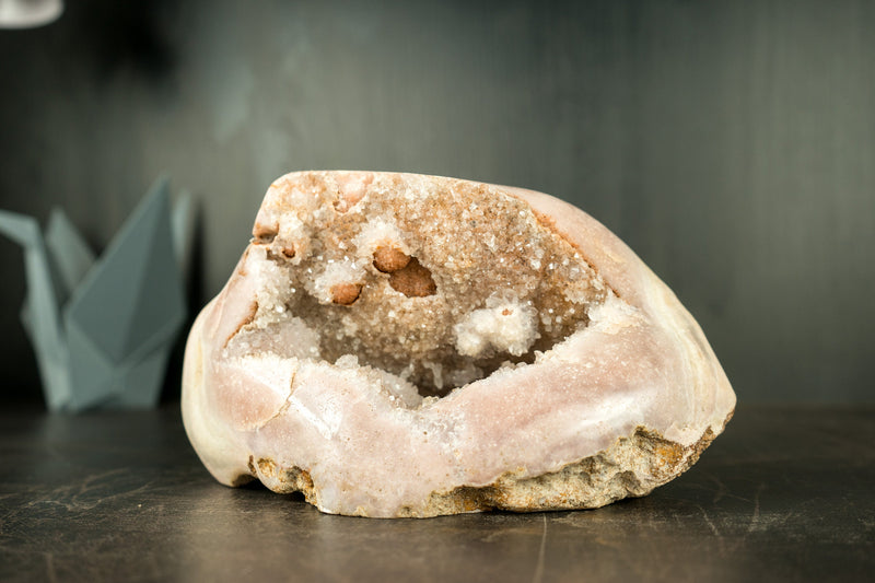Sculptural Small Pink Amethyst Geode with Sparkly Pink Amethyst Druzy, Self Standing - 2.4 Kg - 5.4 lb