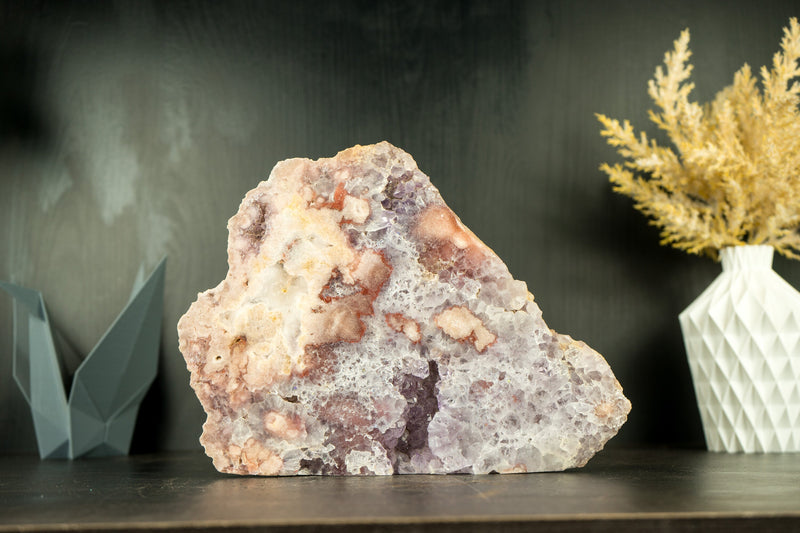 Self Standing Pink and Purple Amethyst Geode Slab, Natural, Untreated, Ethical - High Quality -