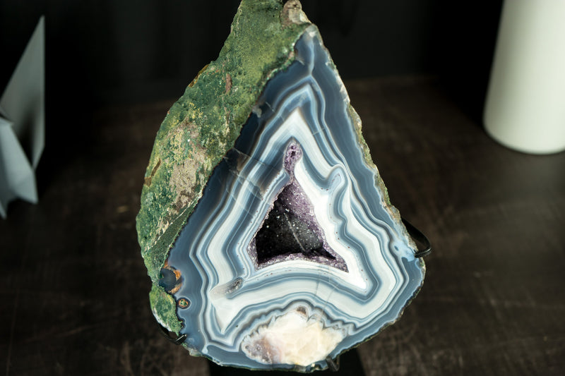 Gorgeous Blue Lace Agate Geode, A Collectors Blue and White Lace Agate with Calcite Flower Inclusion and Rare Formation - 14.6 lb 14 In