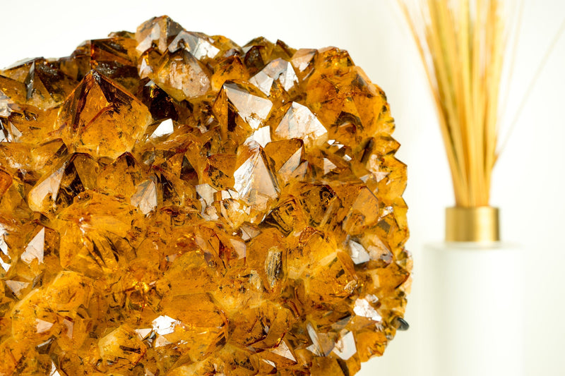 Rare Large Deep Orange Citrine Cluster with Rare Trapiche Citrine Points - AAA Large Citrine Cluster - 16.5 In, 34 lb. - E2D Crystals & Minerals