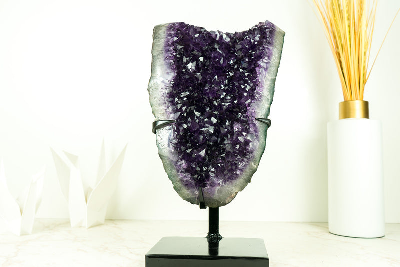 Hochwertiger Amethyst-Cluster mit AAA-Traubengelee-Amethyst-Drusen, dunkles gesättigtes Lila – 5,9 kg – 13,0 lb