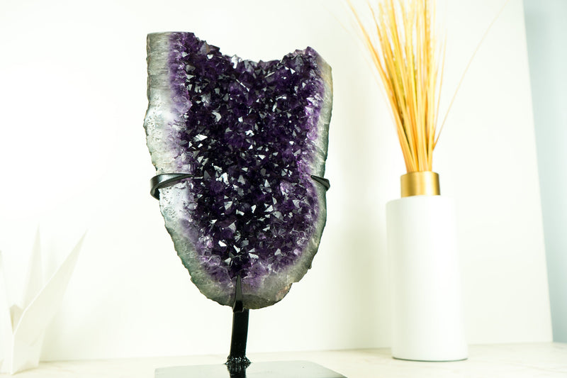 Hochwertiger Amethyst-Cluster mit AAA-Traubengelee-Amethyst-Drusen, dunkles gesättigtes Lila – 5,9 kg – 13,0 lb